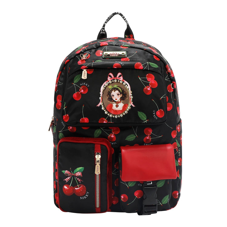 MOCHILA DE MODA MULTIBOLSILLOS (CHERRY LIPS-BLACK)-0