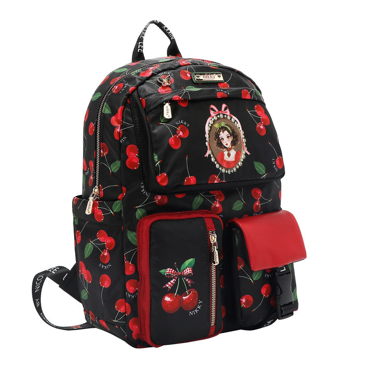 MOCHILA DE MODA MULTIBOLSILLOS (CHERRY LIPS-BLACK)-3